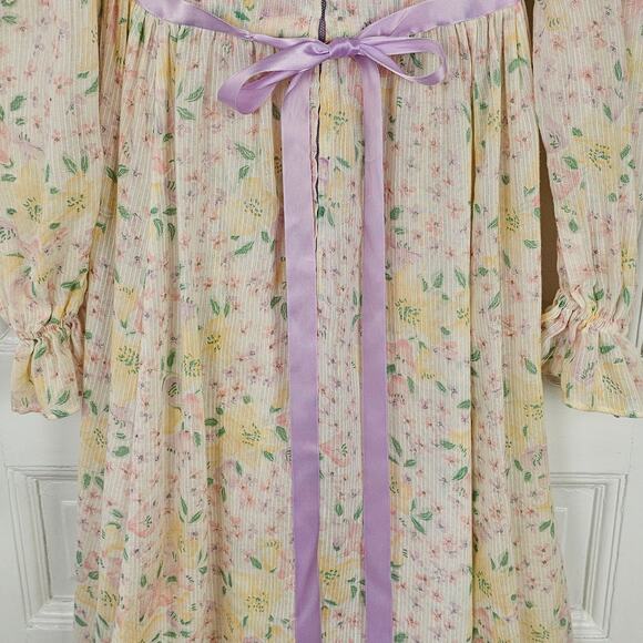 VTG 1970s maxi prairie Dress floral romantic boho prom wedding handmade XS - Picture 9 of 12